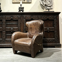 Fauteuil vintage en cuir huilé américain, chaise de selle, fauteuil inclinable individuel haut de gamme pour villa, salon, salle de cigares, club privé