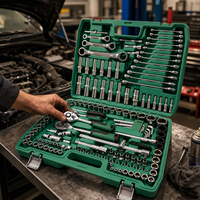 Juego de Herramientas Manuales para Reparación de Automóviles de 151 Piezas, Juego de Llaves de Trinquete Combinadas de Acero CR-V para Mantenimiento de Automóviles y Uso en Talleres