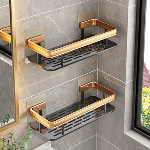 Bath Storage Double Shelf Organizer Aluminum <strong>Shower</strong> <strong>Caddy</strong> Bathroom Wall Mounted <strong>Hanging</strong> Black <strong>Shower</strong> <strong>Caddies</strong> - Product Image 4