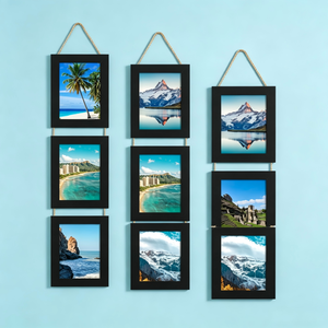 <span class=keywords><strong>Ensemble</strong></span> de 2 cadres photo en <span class=keywords><strong>collage</strong></span>, en bois rustique, avec verre véritable, à suspendre verticalement, <span class=keywords><strong>3</strong></span> ouvertures, cadre photo 5 x 7 pouces - Product Image 6