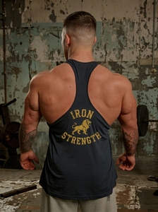 Débardeur de sport vintage pour <span class=keywords><strong>homme</strong></span> avec logo personnalisé, imprimé effet vieilli, idéal pour la musculation et l'entraînement - Product Image 2