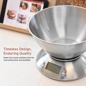Balance multifonction en acier inoxydable avec alarme, minuterie, thermomètre numérique, balance de cuisine, balance alimentaire avec grand bol - Product Image 2