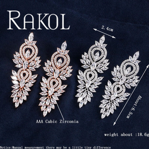RAKOL EP2181 2024 nouveauté argent bijoux de mariée sans allergie coréen Zircon cristal <span class=keywords><strong>boucle</strong></span> d'oreille pour <span class=keywords><strong>femme</strong></span> - Product Image 6
