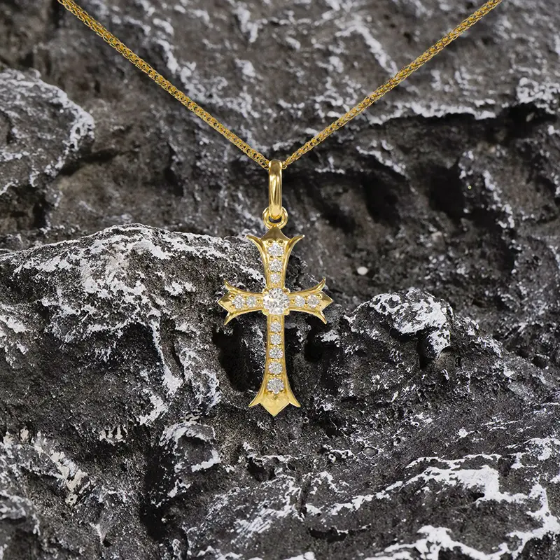 Fine Jewelry Waterproof Necklace Sterling Silver 18k Gold Cross Necklace For Women