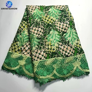 Sinya bordado guipur cordón encaje cera Ankara cera Africana impresiones tela <span class=keywords><strong>para</strong></span> boda fiesta mujeres vestido - Product Image 5