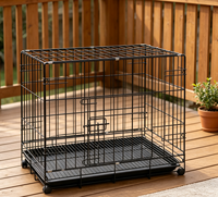 Cage pliable en métal colorée pour animaux de compagnie, avec porte d'entrée unique, loquet de sécurité, plateau inférieur amovible, pliage rapide, pour petits chiens à domicile