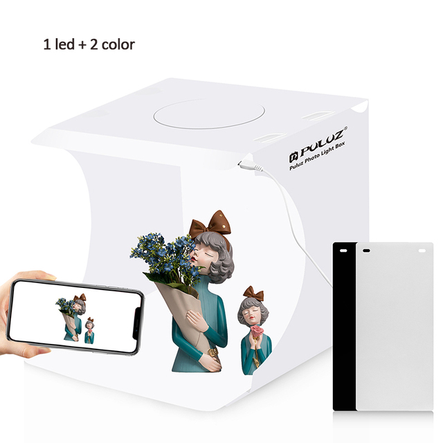 20cm Ring Led Panel Folding and Portable Light Photo Lighting Studio Shooting Tent Box Kit With 2 Color Backdrop