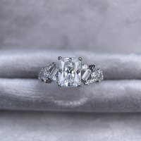 Bague Mlluki Moissanite en argent sterling 925, taille émeraude, 2 carats, forme cube de sucre 6x8 mm