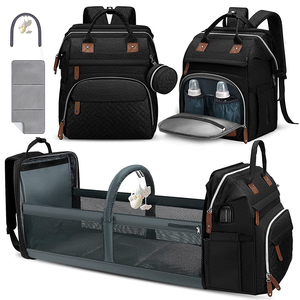 Sac à dos multifonctionnel avec poches latérales isolées Sangles résistantes à l'eau pour poussette Voyage Doublure en polyester unisexe - Product Image 1