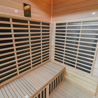 Luxe de haute qualité personnalisé en pruche Sauna à lumière rouge infrarouge lointain pour 4 personnes avec panneau de commande intelligent