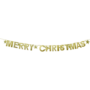 608389 Striscione di Carta Scintillante 'Buon Natale' 1,5m, Ghirlanda di Lettere in Lamina Luccicante, Serie Party Maker Oro Rosso Pronta da Appendere - Product Image 1
