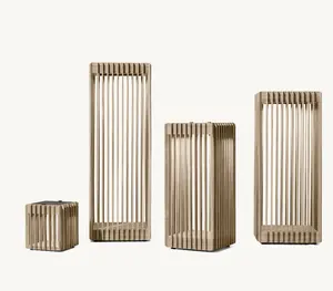 Sassanid OEM atemporal diseño japonés Interior Exterior Patio de bajo consumo <span class=keywords><strong>Porto</strong></span> Teak Solar Lantern Collection Dimmer - Product Image 2