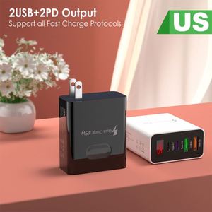 อะแดปเตอร์ชาร์จผนังแบบดิจิตอล LED 45W รุ่นใหม่ 5V 3.1A 2USB 2Type-C 4 พอร์ต ชาร์จเร็ว OTP สำหรับ Apple Samsung Xiaomi - Product Image 3