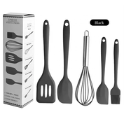 5 Buah Peralatan Dapur Silikon Tahan Panas, Set Peralatan Masak Spatula, Aksesori Memanggang, Aman untuk Mesin Pencuci Piring, Lembut
