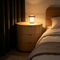 Mesita de Noche Moderna de Madera de Roble Curvada con 3 Cajones, Mueble de Dormitorio, Fabricante OEM ODM
