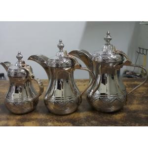 Modern Style Indian Metal Brass <b>Copper</b> Coffee Pot Dallah with Embossed Gold Finish Latest Home and Restaurant Use Souvenir - Product Image 3