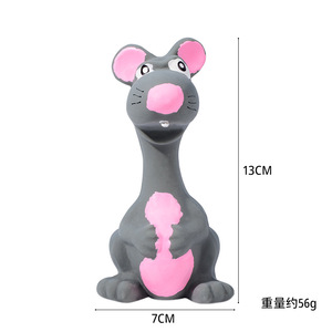 Jouet couineur pour animaux de compagnie, souris grise en latex 14 cm, jouet pour chien pour nettoyer les dents, jouet couineur en latex. - Product Image 1