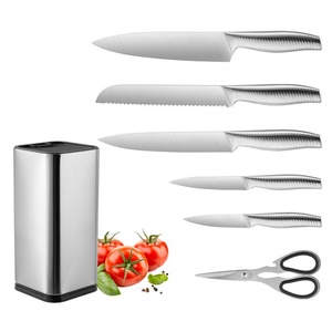 Couteaux en gros en acier inoxydable, ensemble exclusif japonais personnalisé de 7 pièces, ensemble de couteaux à viande pour la cuisine avec boîte à couteaux - Product Image 1