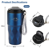 Nouveautés : Tasse à café isotherme en acier inoxydable 520 ml avec revêtement métallique et couvercle 2-en-1