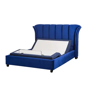 Leder gepolstertes Bett mit Kopfteil Bett rahmen im Euro-Stil echtes Long King Size KD montieren weiches Bett