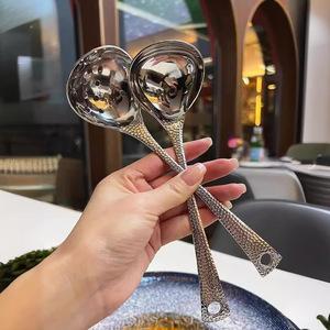 Stainless Steel Soup Ladle With Strainer Large Head Multifunctional Serving Spoon For Hot Pot Porridge Kitchen Use - Product Image 2