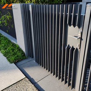 Modern Vertical <b>Batten</b> Aluminum Blade Gate Semi Privacy Exterior Metal Screen for Luxury Townhouse Development - Product Image 2