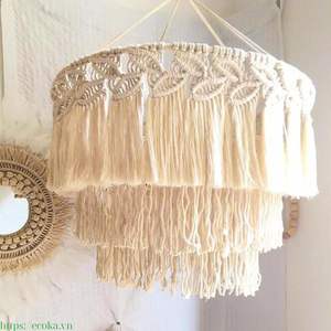 Prix de gros personnalisé tissé macramé respirant lampe décorations Wallhome décor tapisseries suspendus art lampe de bonne qualité - Product Image 5