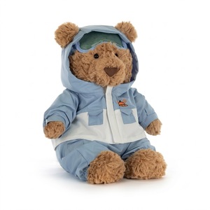Ours en peluche personnalisé <span class=keywords><strong>bleu</strong></span> avec capuche, jouet en peluche doux, poupée en peluche, cadeau pour bébé, fabricant de peluches promotionnelles, vente en gros - Product Image 2