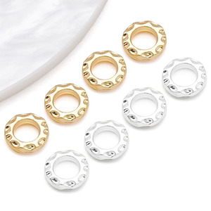 Cuentas espaciadoras de cobre chapado en oro y plata, cuentas redondas de metal con orificio grande para la fabricación de joyería DIY, accesorios para pulseras y collares. - Product Image 1