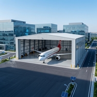 Hangar d'avion préfabriqué à grande portée en structure métallique avec porte coulissante personnalisée pour le stockage aéroportuaire et l'aviation