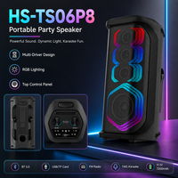 HANSUO HS-TS06P8 80W Speaker Karaoke Portabel 6 Inch dengan Baterai 7200mAh Lampu RGB USB FM dan Fungsi Rekaman