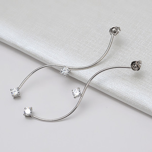 Pendientes de Plata S925 Wenchi con Base Circular Abierta y Cristal, Conjunto de Anillos Modernos para Mujer con Colgante, Accesorios para la Cabeza, Modelo 16102 - Product Image 2