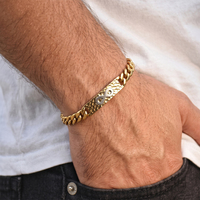 VEWANT Bracelet Chaîne Cubaine pour Homme en Acier Inoxydable 316 Plaqué Or 18K, avec Symbole Infini Martelé et Croix Découpée, Thème Religieux