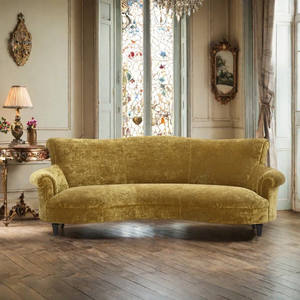 Canapé trois places en velours de style rétro <span class=keywords><strong>français</strong></span>, design créatif et courbé, avec structure en bois, idéal pour salon d'appartement spacieux, hôtel ou club. - Product Image 5