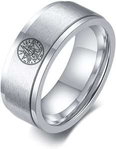 Nhẫn Xoay Tròn Giảm Căng Thẳng Màu Vàng Bạc Trang Sức Cặp Đôi Khắc Trống Có Thể Khắc Bằng Thép Titan Nhẫn Xoay Bằng Thép Không Gỉ Cho Nam - Product Image 1