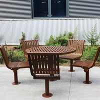 Table de pique-nique commerciale d'extérieur en acier avec chaise à l'extérieur Restaurant Jardin Patio Table à manger externe en métal et ensemble de chaises