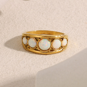 S925 Sterling Silver Vintage <b>Opal</b> Row Inlaid <b>Ring</b> Niche Luxury High Sense Ladies Stackable Daily Commute Banquet Finger <b>Ring</b> - Product Image 6