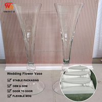 Vases à fleurs en verre transparent, vases hauts pour la décoration de table d'événements, centre de table de mariage
