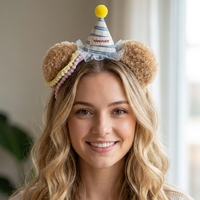 Serre-tête en tissu peluche Ours mignon pour fête d'anniversaire, Série coréenne pour femme, 25x25cm, Haute Qualité, Style Doux