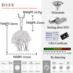 Ciondolo da Uomo di Lusso Iced Out Stile Hip Hop con Diamanti Moissanite VVS in Argento Sterling 925 Placcato Oro, a Forma di Mano che Mostra Soldi - Product Image 6