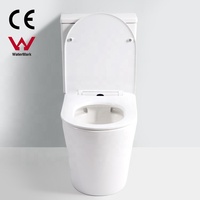 Cuvette de toilette deux pièces en céramique sans bordure de forme ronde Standard européenne
