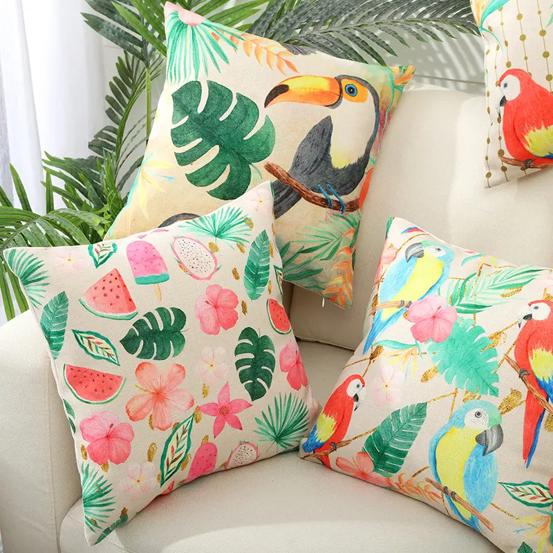 Manufacturers Tropical Leaves Cushion Pillow Covers Leaf Tropical Cushion Covers Green Printed 1 PC/ Poly Bag 3 Days Anti-static