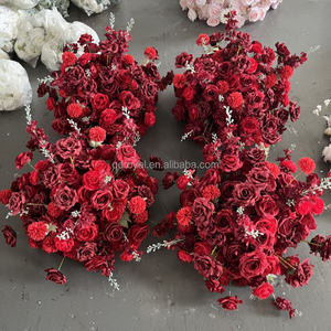 Ramo de Flores Artificiales de Hortensia de Seda, Decoración para Bodas, Centro de Mesa Artificial para Bodas, Bola de Flores de Rosas Rojas - Product Image 3