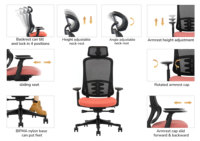 Chaise de bureau ergonomique de direction, dossier haut, base en acier inoxydable, accoudoirs réglables, pivotante, design moderne et luxueux