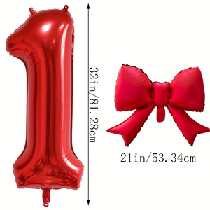 Ballons Chiffres Rouges Géants de 32 Pouces avec Nœud Assorti, Parfaits pour la Décoration de Fêtes d'Anniversaire Western - Product Image 2