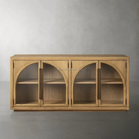 Buffet en bois de chêne Hattie, meuble TV vintage cintrée, armoires d'entrée, unité de rangement haut de gamme