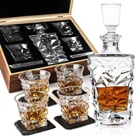 Ensemble de carafe à whisky en cristal rétro classique personnalisé, boîte en bois, ensemble de verres à whisky, coffret cadeau