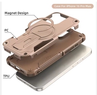 Haute Protection Anti-Chute Antichoc PC TPU Téléphone étui pour iphone 15 14 Plus 16 17 Pro Max Couverture Magnétique Caché Titulaire Stand
