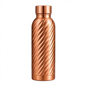 Sanskara Modern Copper <b>Water</b> <b>Bottle</b> with Spiral Twisted Design Leak Proof Portable <b>Metal</b> Drinkware - Product Image 1