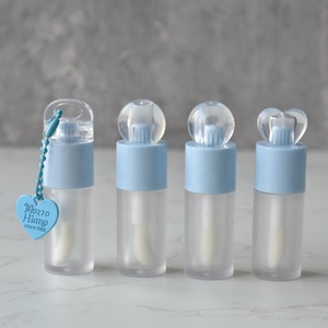 Wholesale 4ml Transparent Plastic Lip Gloss <strong>Tubes</strong> Empty with Brush Pink Yellow Love Key Chain Accessory for Cosmetics - Product Image 3